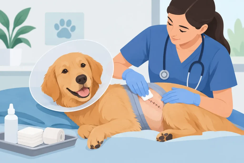 Cómo cuidar una herida postoperatoria canina